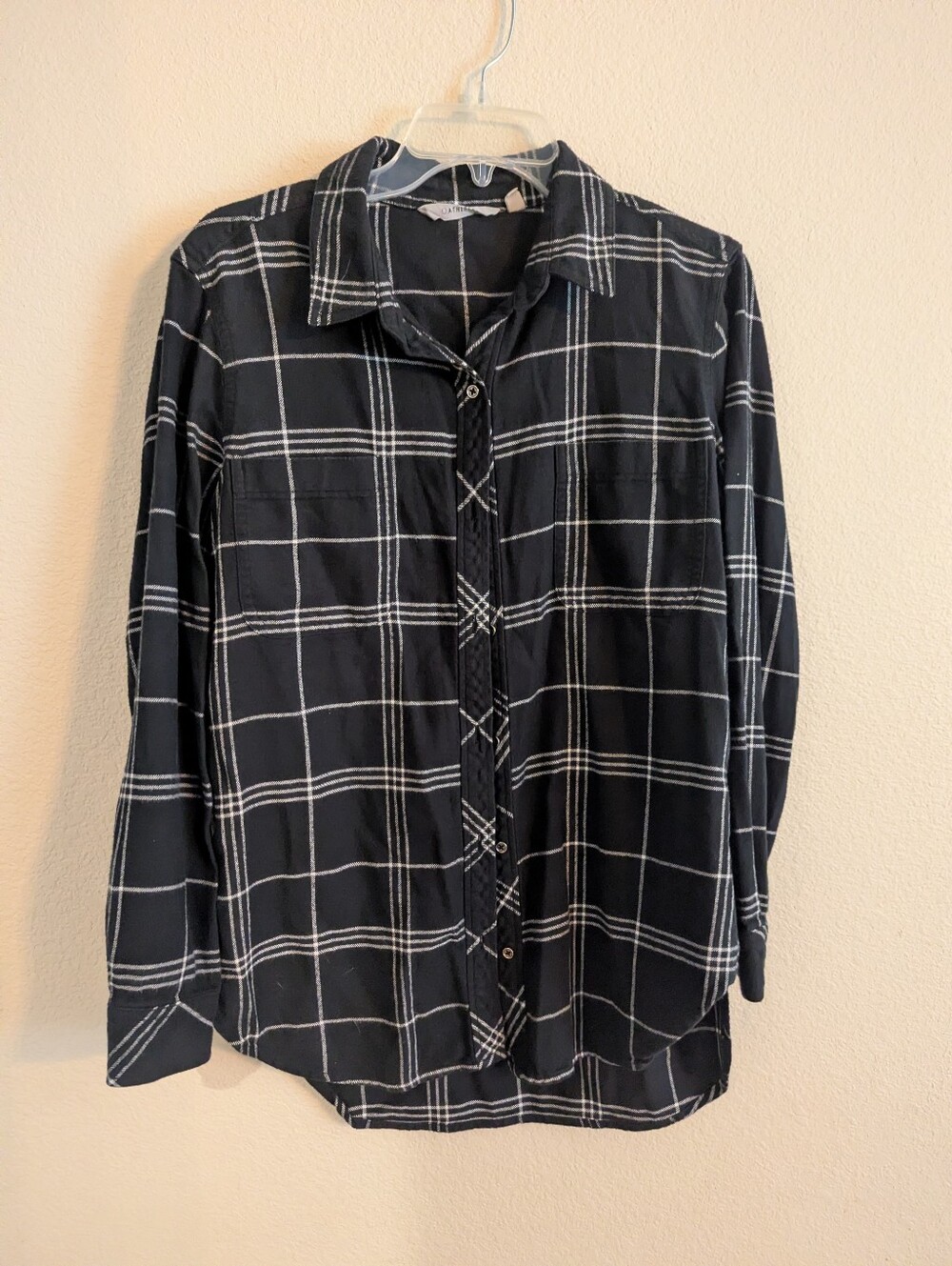 Athleta Black Windowpane Button-Up Shirt